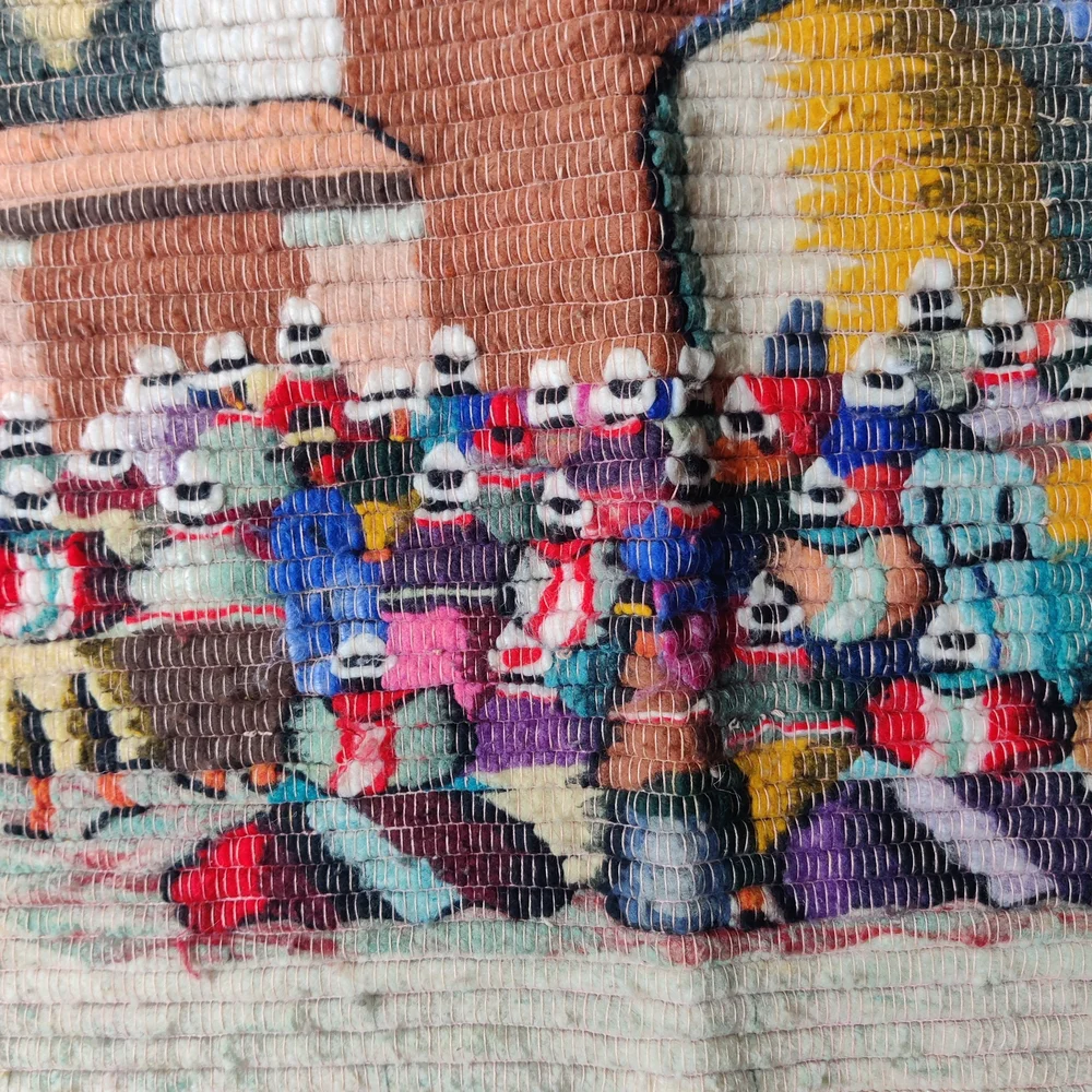 Peru Hand Woven Wool Tapestry Wall Art Blanket Church Village Community 66 x 45